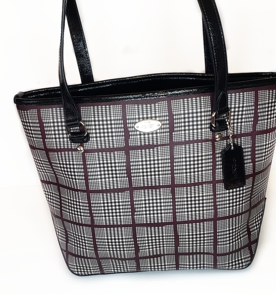 Coach Handbags - Authentic Coach Bag Glen Plaid Top Tote F37057